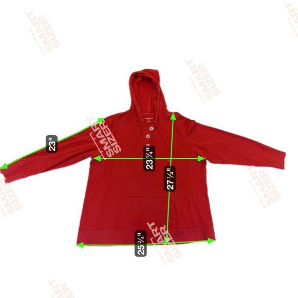 Eddie Bauer Hoodie Sweatshirt Long Sleeve Buttons Red Sz XXL Gorpcore Preppy - Picture 6 of 6